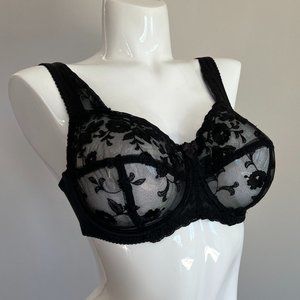 Rare Rigby & Peller London PrimaDonna Black Embroidered Lace Underwire Bra 34E